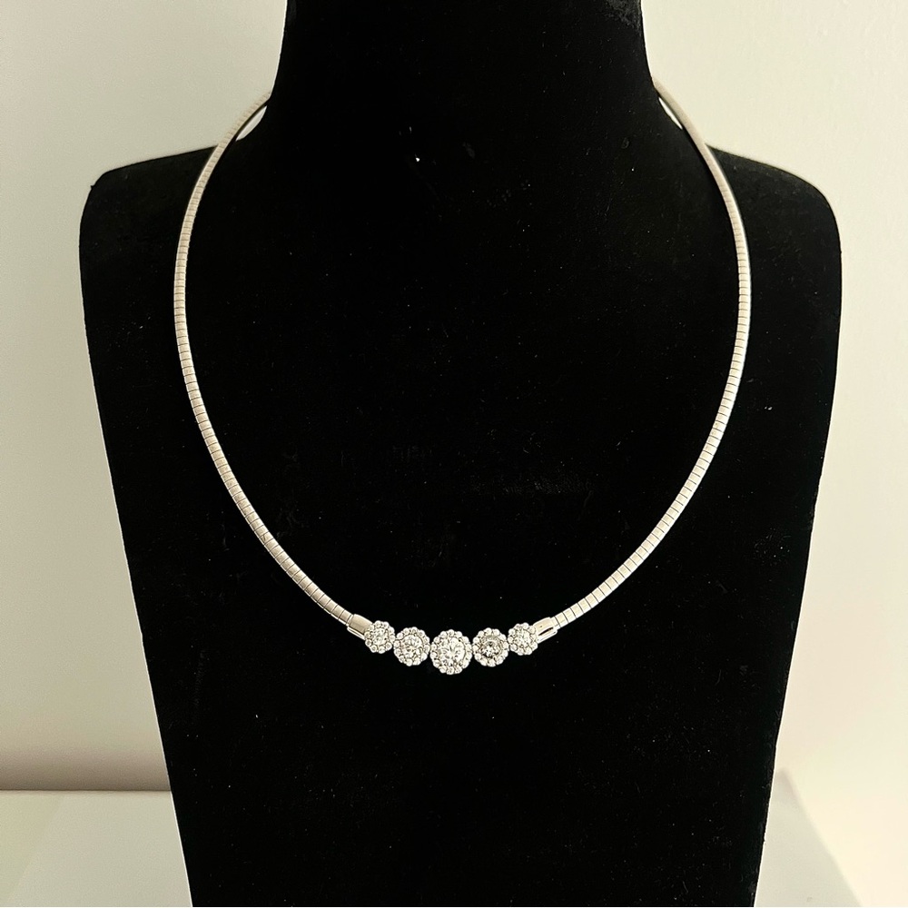 NEW Diamonique Elegant Silver Necklace with Italian Snake Chain